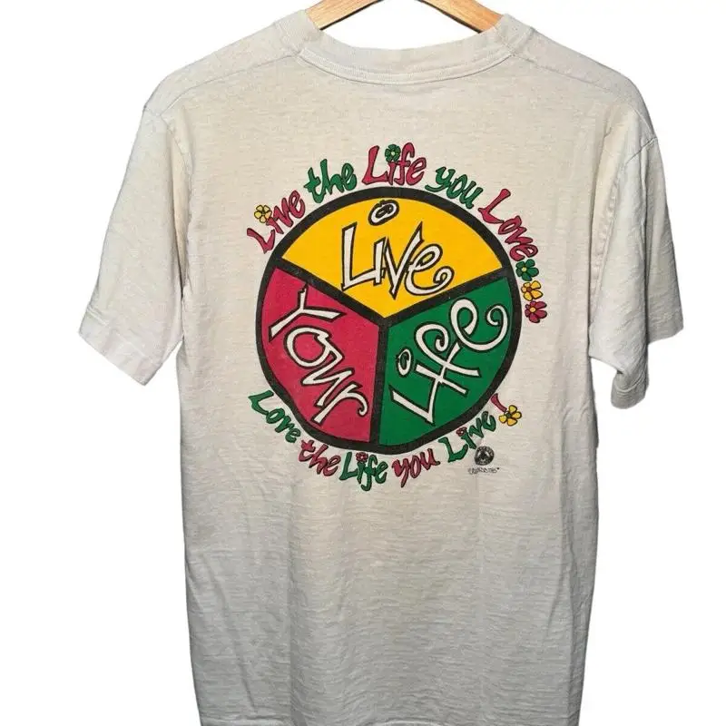 

Vintage Live Your Life Peace T Shirt Sz M Made In Usa Double Sided