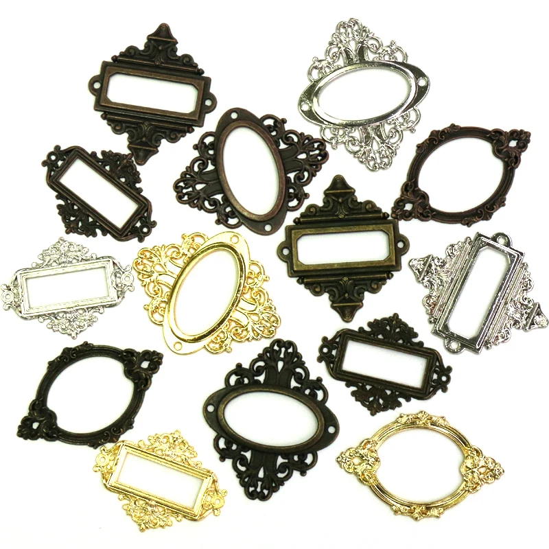 2pcs Retro Label Frame Holder Cabinet Drawer Box Case Tag Pull Handle Antique File Name Card Holder Furniture Fittings