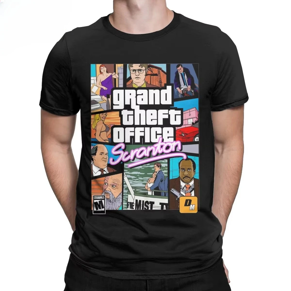 Grand Theft Office Scranton Herren T-Shirt The Office Mode T-Shirt Kurzarm Rundhals T-Shirts Baumwolle Neuankömmling Oberteile – Detail 3
