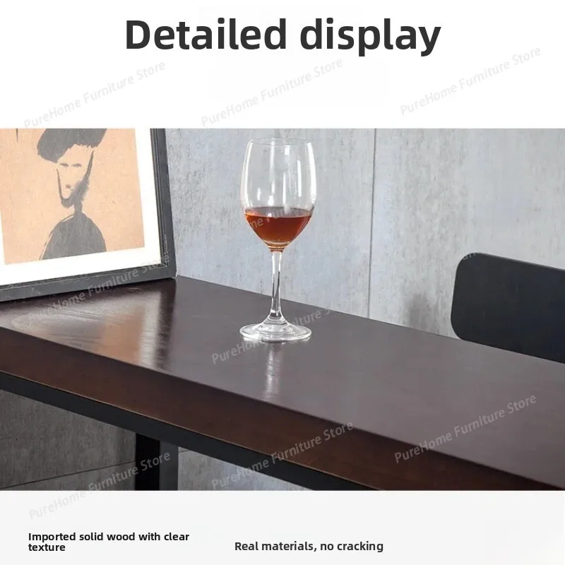 

Solid Wood Bar Table Set, Modern Long Narrow High Top Table Against Wall for Home Balcony, Bar & Commercial Use table