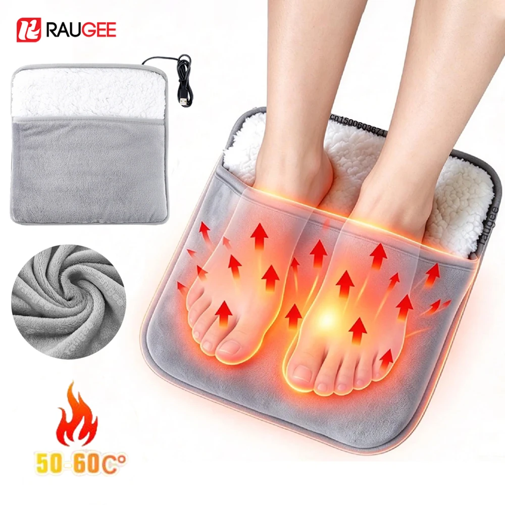 Foot Warmer USB Foot Heater Electric Foot Heating Pad SoftPlush Winter Feet Warming Mat for Home USB Heated Electric Foot Warmer