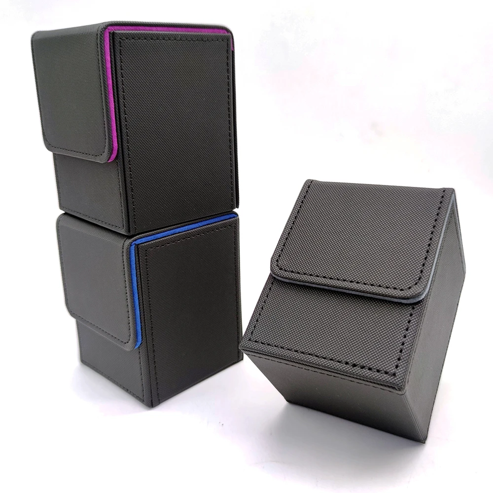 Caixa de Cartas Compatível com 100+ Cartas com Sleeve Individual, Caixa de Cartas de Couro para Commander, Compatível com Baralho de Cartas, Caixa de Cartas de Jogo