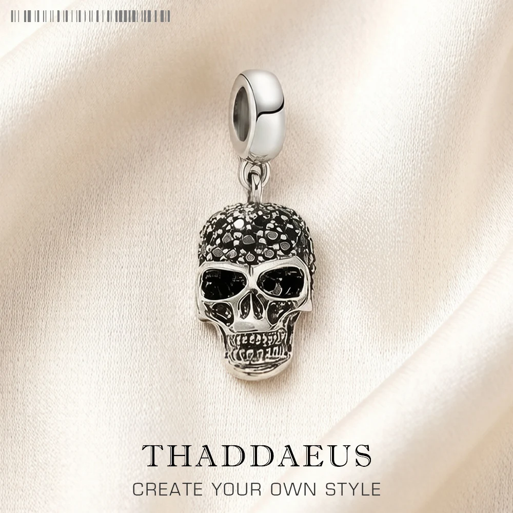 New Fashion Vintage Skeleton Pendant Charm Men Women Skull Party Halloween 925 Sterling Silver Gifts