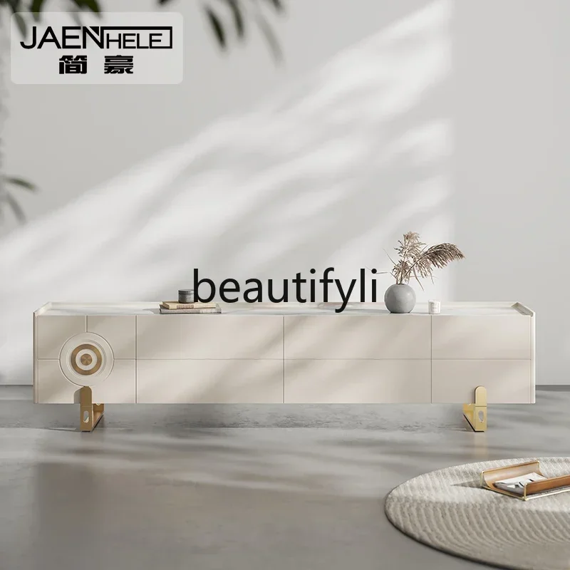 

Light luxury TV cabinet Solid wood modern Italian minimalist living room combination rock slab floor cabinet Bedroom locker0420