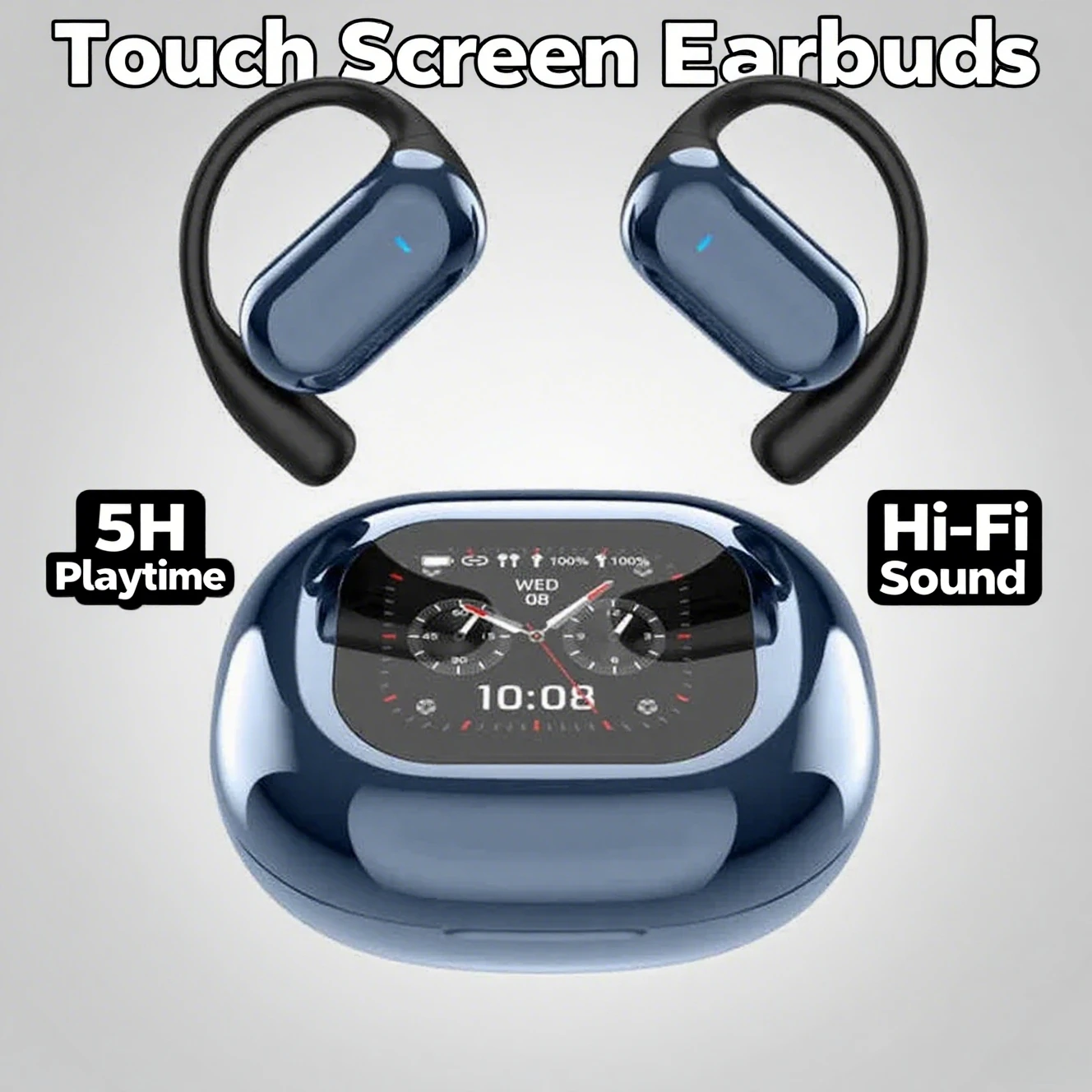 

YYK Q16S Pro OWS LCD Full Color Touch Screen Bluetooth Earphone Open Ear Hook Earbuds Noise Cancelling Sport Wireless Headphones