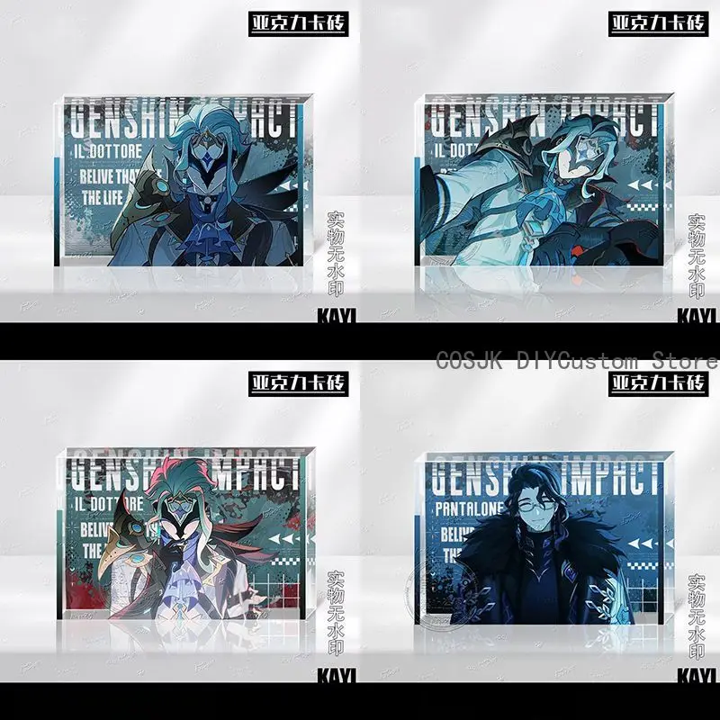 Game Genshin Impact Il Dottore Pantalone Anime Cosplay Cartoon Acrylic Brick Quicksand Mahjong BL Stand Model Cosplay Ornament