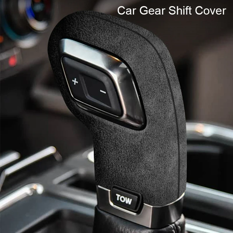 Car ABS Suede Protect Gear Head Cover For FORD F-150 2014-2021 Gear Shift Lever Protect Shell Auto Interior Accessory