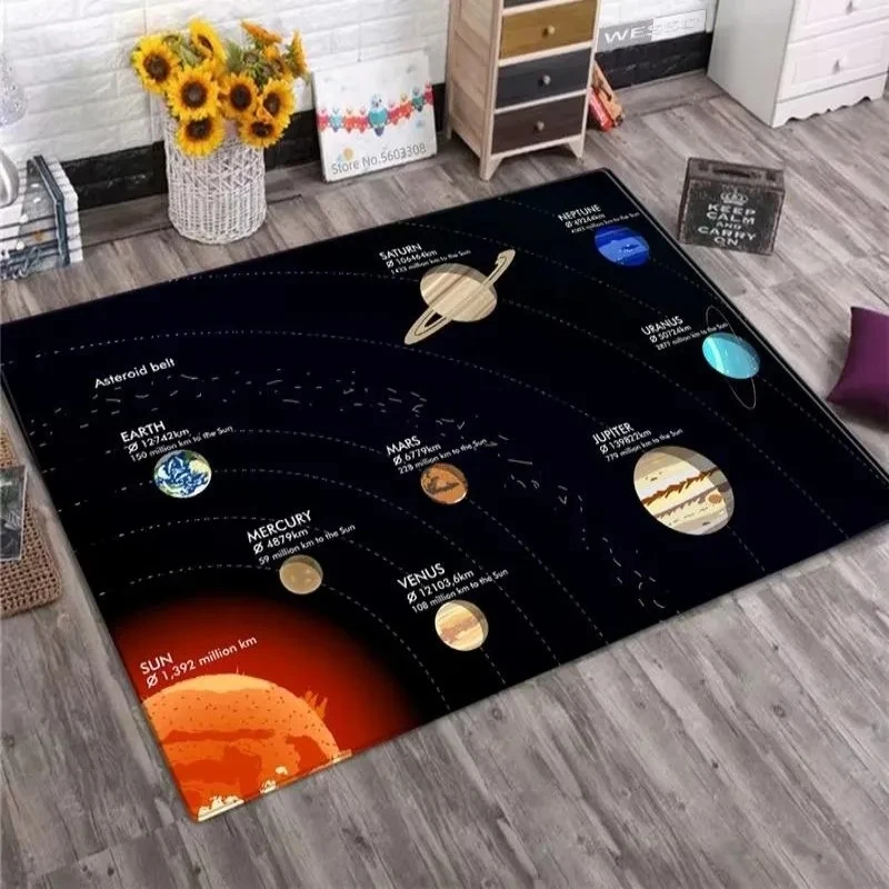 Solar System Rug Planet Galaxy Design for Living Room Bedroom Space Floor Mat Home Decoration Living Room Indoor Home Decor