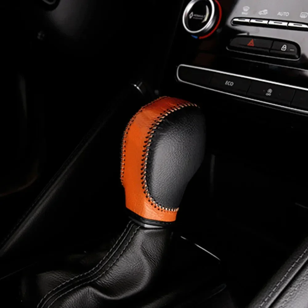 Leather AT Gear Shift Knob Cover for Renault Koleos Megane Captur Clio Scenic Kadjar Fluence for Samsung QM5 QM6