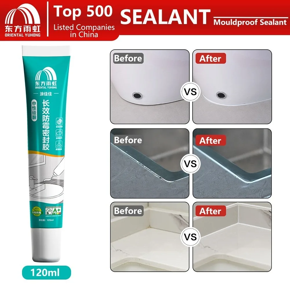 

Oriental Yuhong Silicone Sealant Anti Fungus Waterproof Mouldproof Adhesive Kitchen Bathroom High Strength Sealer Glue 120ml