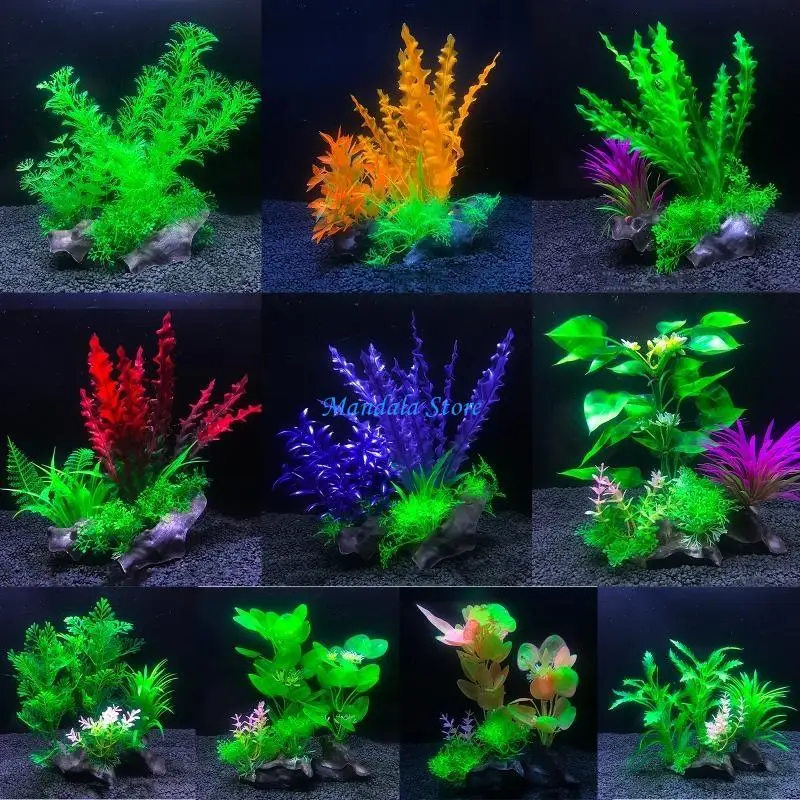 

U2JC 22cm Plastic Plants for Aquarium Artificial Underwater Aquatic Grass Plants