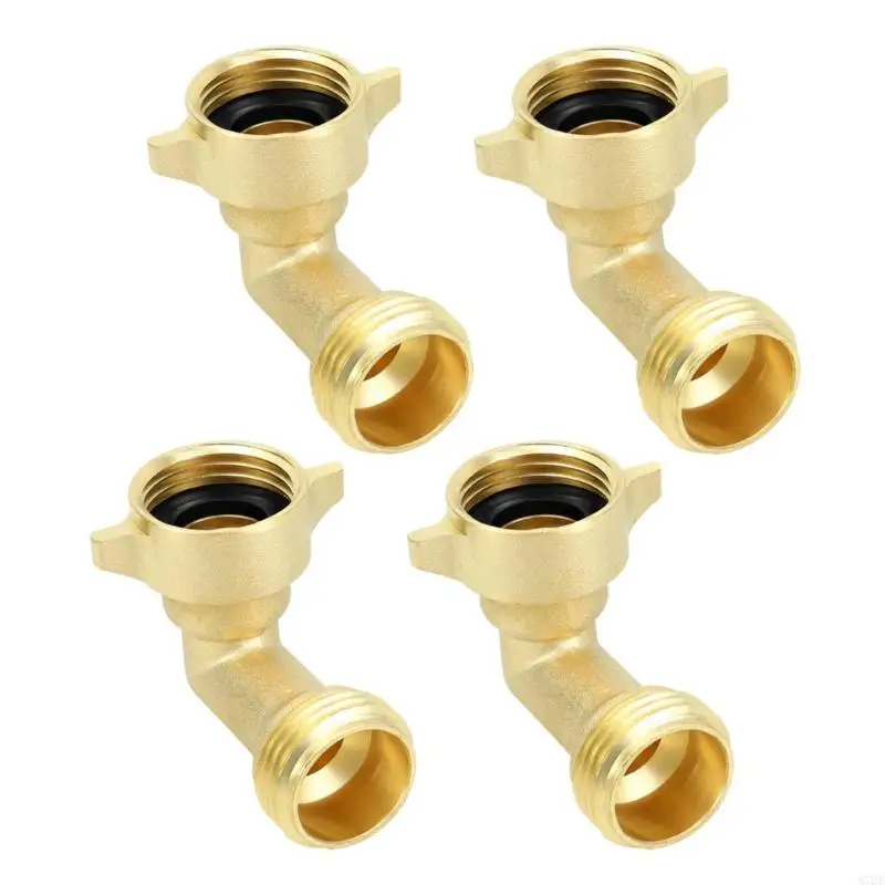 M76E 90-Grad-Messing-Schlauchbogen, 4er-Pack, 3/4-Zoll-Wasserschlauchanschluss mit Gewinde und Dichtungsscheiben für – Detail 4
