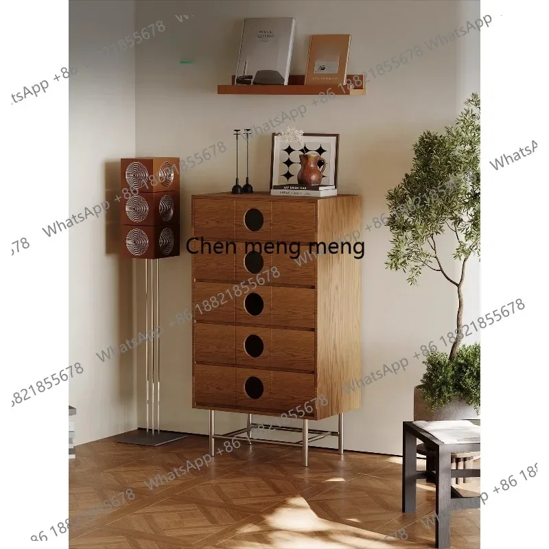 

Medieval solid wood five bucket TV side cabinet storage cabinet living room drawer cabinet