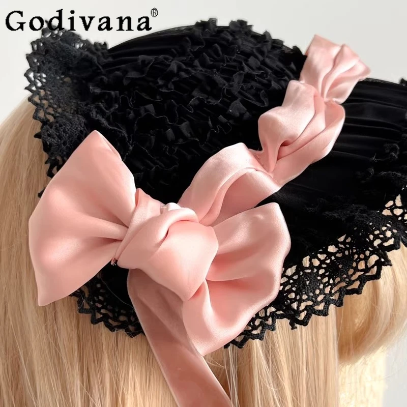 عصابة رأس لوليتا Bnt من الدانتيل الأسود للسيدات مصنوعة يدويًا بألوان الهالوين، أغطية رأس متغيرة للفتيات، إكسسوارات حلوة، أغطية رأس