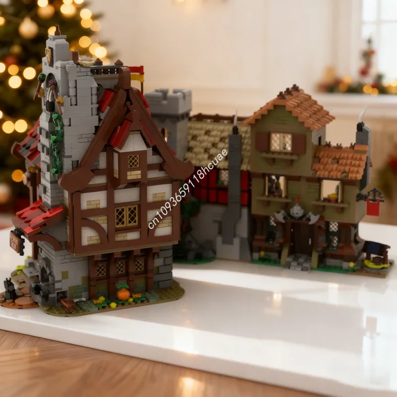 

3883 детали MOC: Средневековое деревенское поселение, таверна, кузница, замок. Конструктор. Рождественский подарок. Идея для самостоятельной сборки. Детские игрушки. Подарок на день рождения.