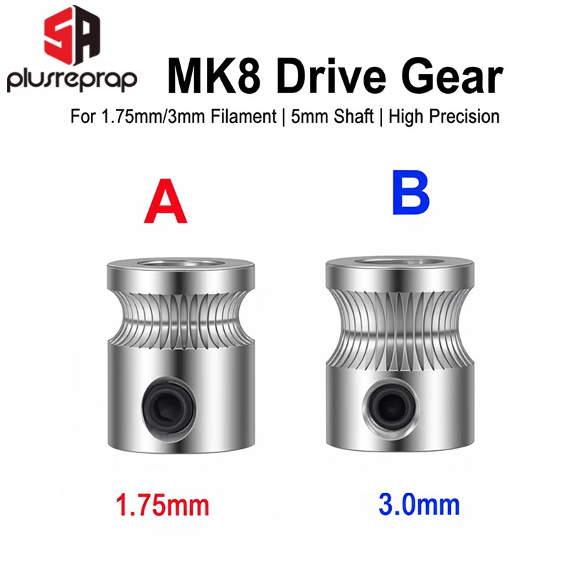 1PC MK8 Drive Gear for 1.75mm 3mm Filament 3D Printer Reprap Extruder Pulley 5mm Shaft