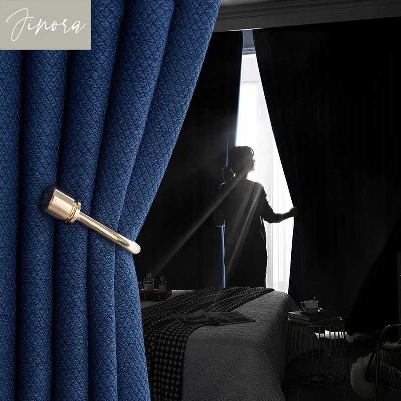 Blackout Curtains for Bedroom Living Room Thickened New Style Light Luxury Modern Cotton and Linen Solid Curtain Customized