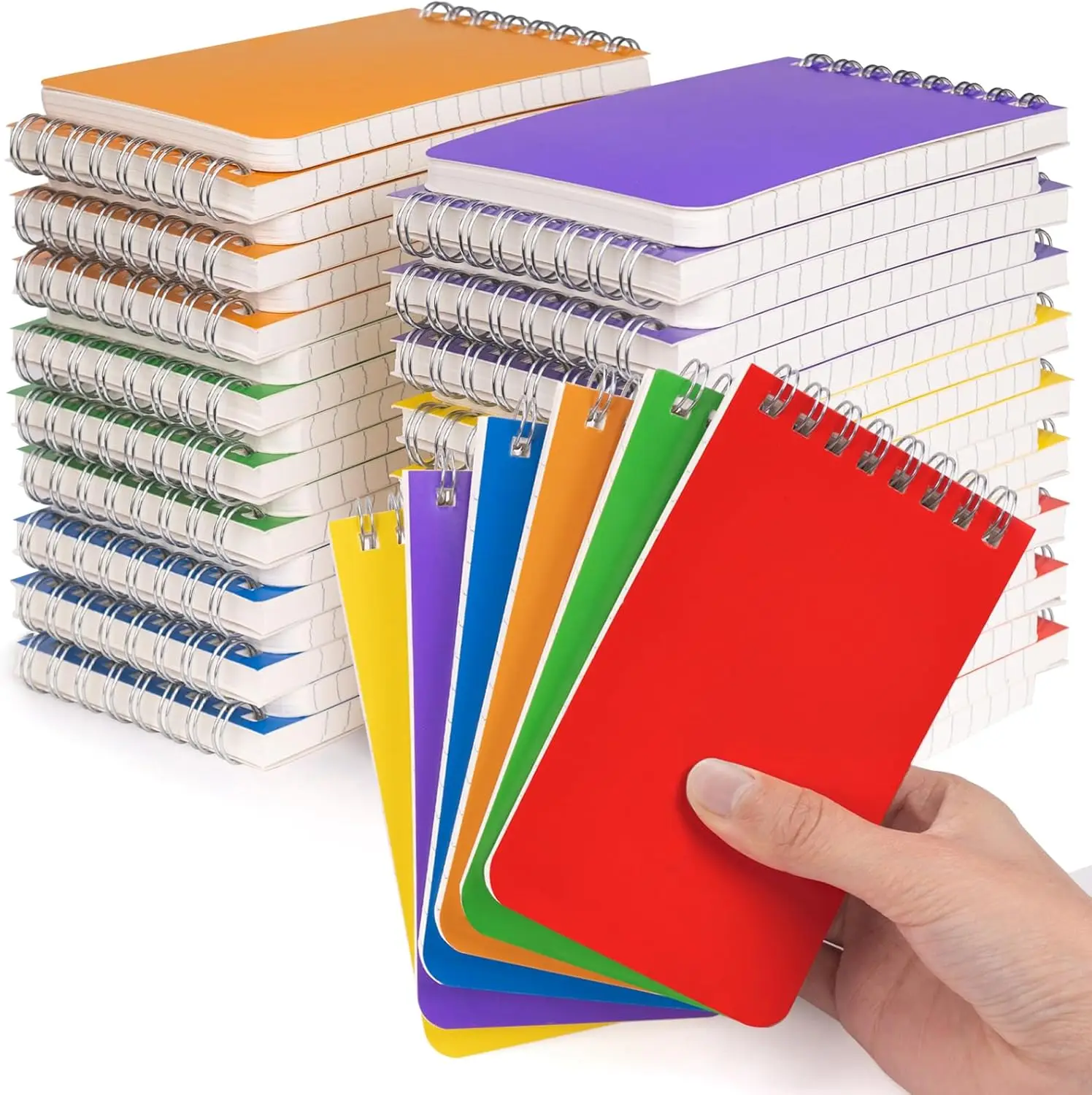 

Pocket Notebook Bulk 3x5 Inch, 42 Packs Mini Top Bound Spiral Notepad, 6 Colors, 80GSM Paper for Note Taking