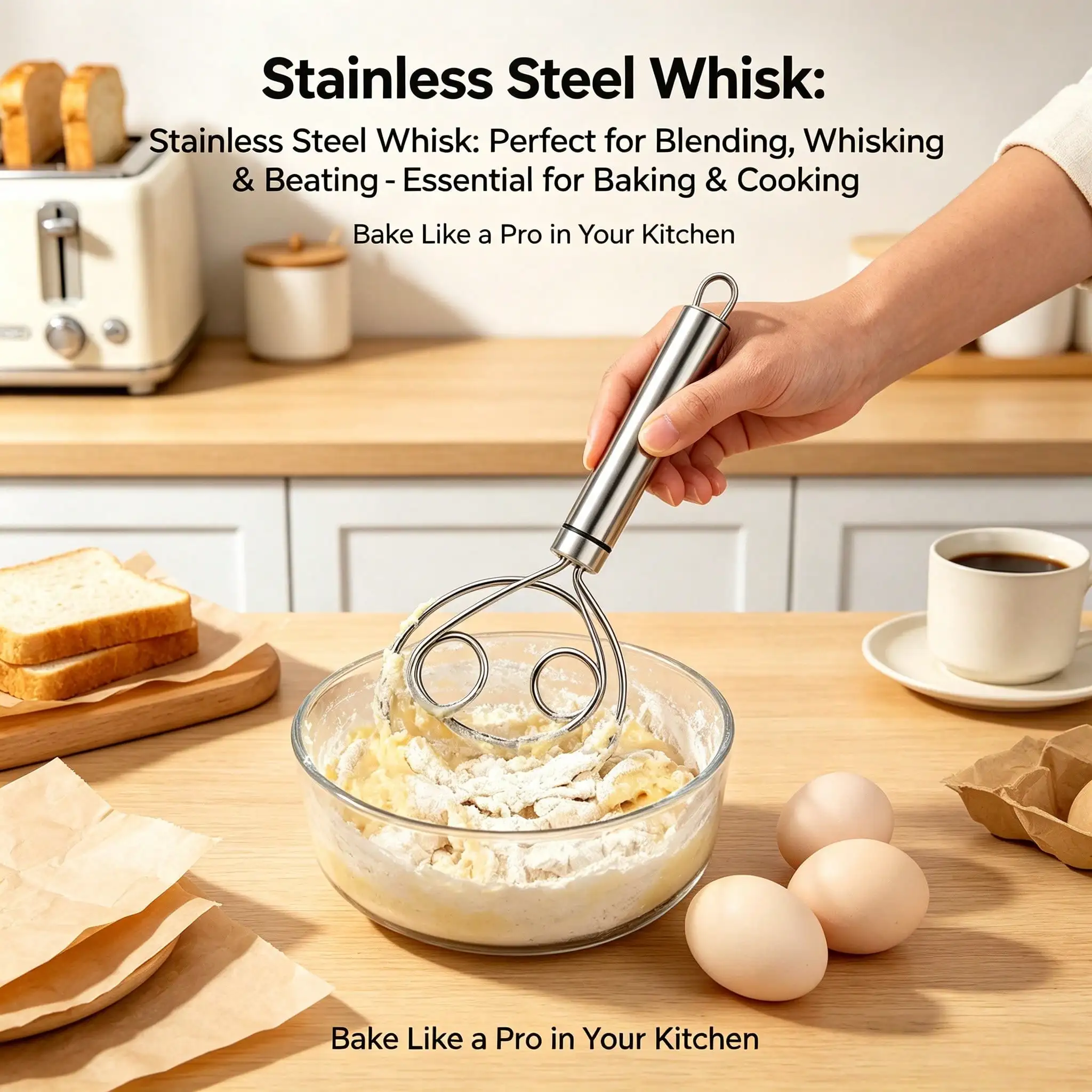 Stainless Steel Flour Mixer, Manual Dough Mixer, Kneading Tool, Flour Mixing Stick