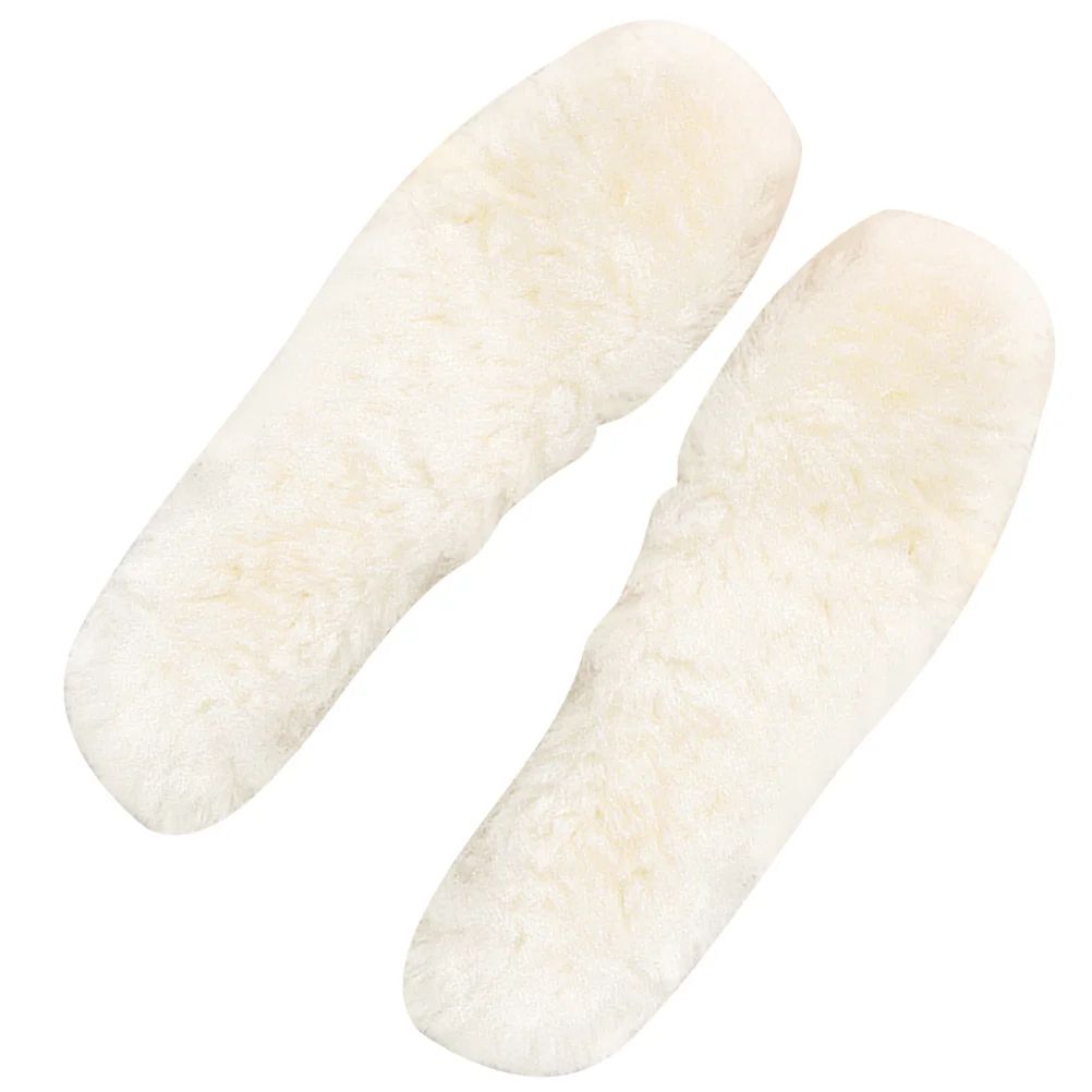 แผ่นรองรองเท้าฤดูหนาว 1 คู่ ทำจากขนสัตว์นุ่ม หนา ดีไซน์สบาย ใช้ได้กับรองเท้าบูทและรองเท้าฤดูหนาว