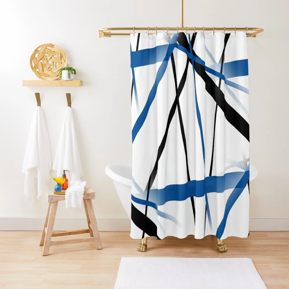 

Seamless Abstract Blue and Black Strips Cut Out Pattern v2 Shower Curtain Modern Showers For Bathroom Curtain