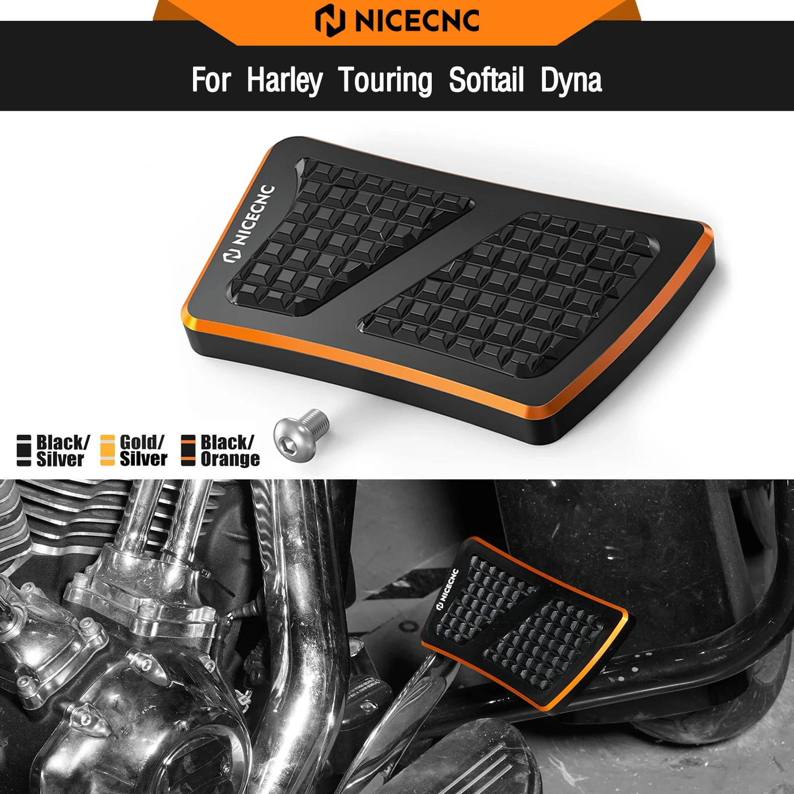 

For Harley Street Glide FLHX/I FLHXS 2006-2024 Brake Pedal Pad Road King FLHR/I 1994-2022 Road Glide Special FLTRXS 2015-2023