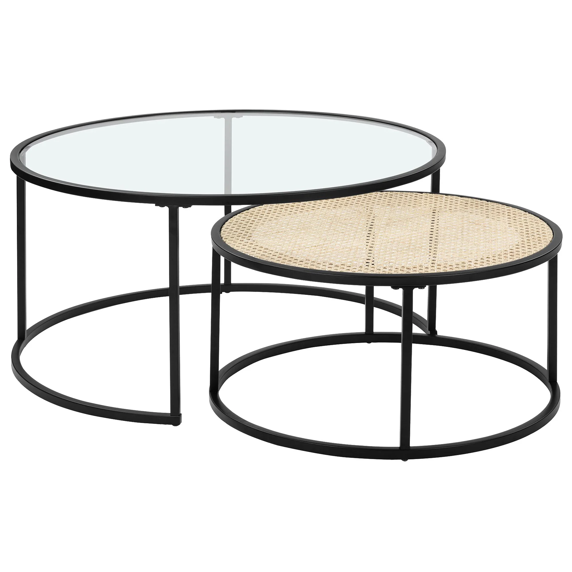 Wholesale Furniture Home Furniture Round Nesting Tuck Coffee Tables Set of 2 Center Table for Living Room