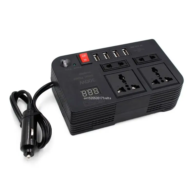 300W Car Power Converter for DC 12V to 220V Converter Inversor Digital Display 4 USB Fast Charging Power Adapter Dropship