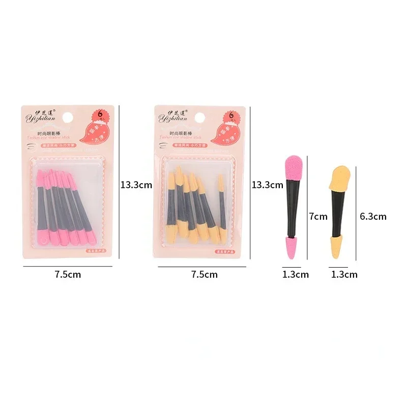 Tragbarer doppelseitiger Lidschatten-Applikator Pro Schwamm Lidschatten Make-up-Zubehör 12 Stück Puderpinsel