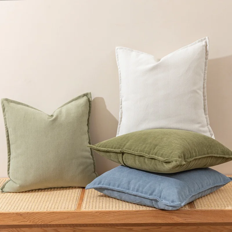 Chenille Herringbone Pattern Sofa Pillowcase Ins Style Solid Color Living Room Sofa Pillow Cushion Cover Bag