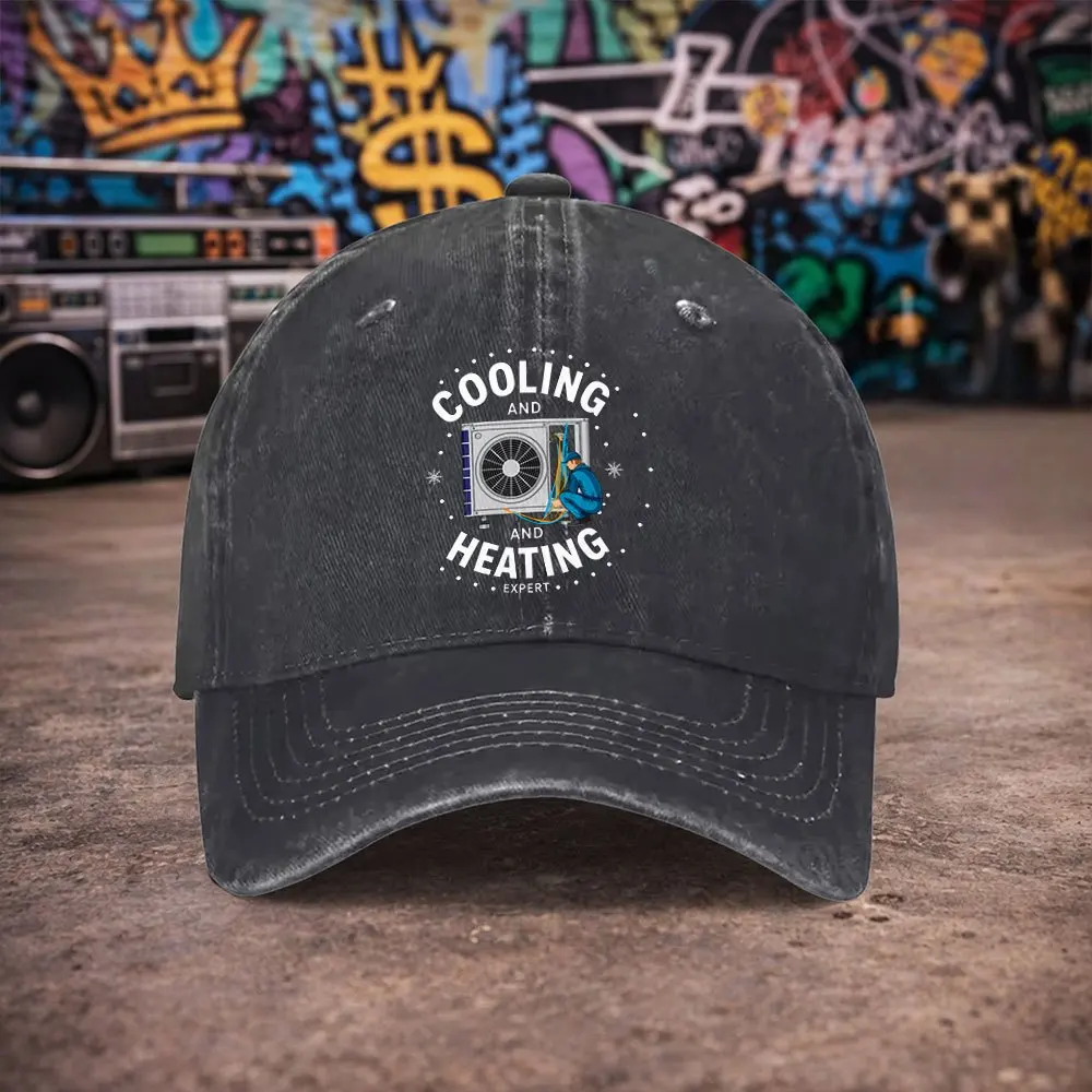 1pc Unisex Cold And Warm Expert Printed Vintage Washed Baseball Cap - Men'S Trendy Hat - Versatile Duckbill Cap - Fun Print - Un