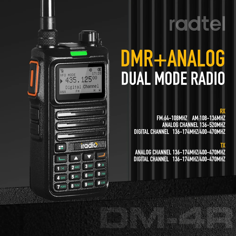 Iradio DM-4R 5W out put power analog radio Handheld walkie talkie uhf vhf dmr two way radio