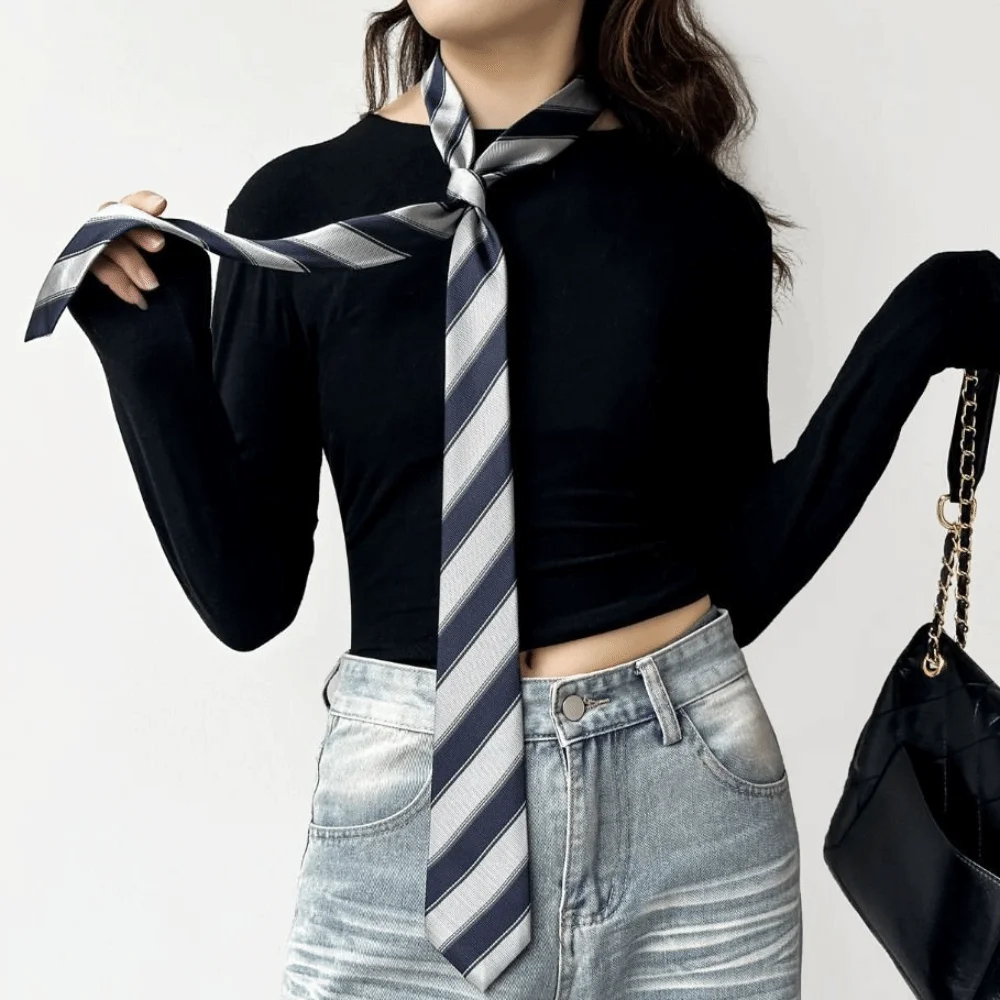 Kleidungsdekoration Koreanische Gestreifte Krawatte Gestreifter Druck JK Uniform Krawatte College-Stil Harajuku-Stil Gürtel-Accessoires Alltag – Detail 8