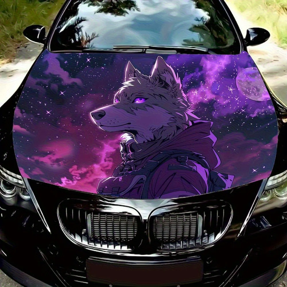 

Purple Wolf Car Hood Decal - Durable Vinyl Wrap Sticker With, Fits Most Vehicles, High-Quality Outdoor Vinyl Material, Easy To C