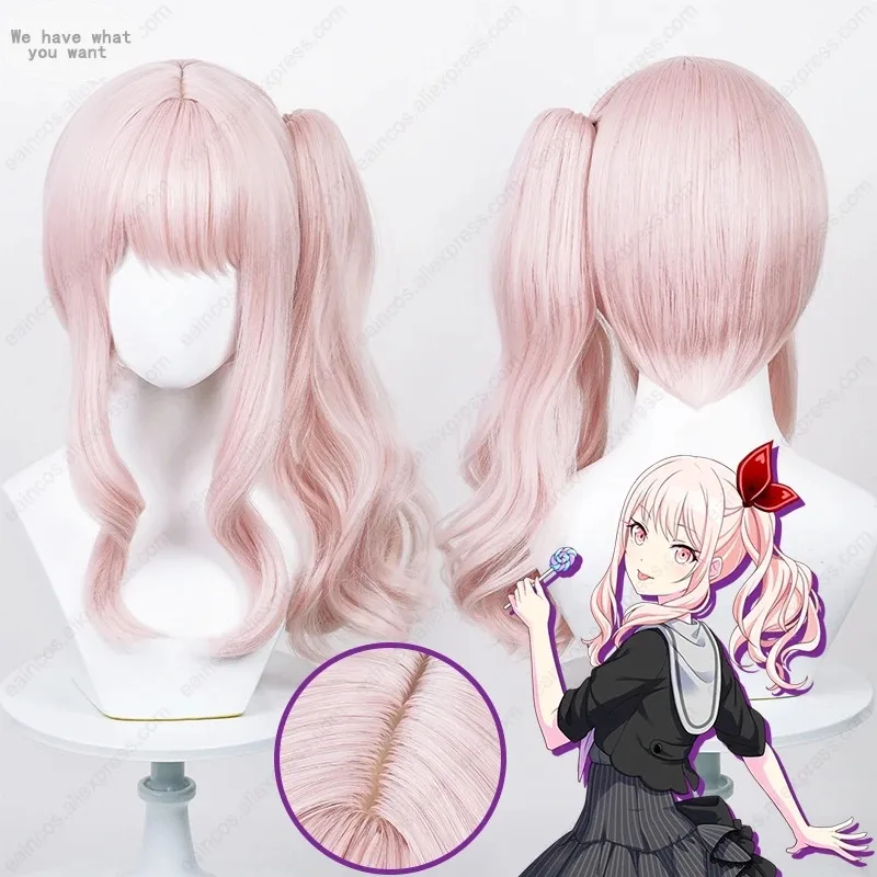 

Аниме Акияма Мизуки, парик для косплея, длина 45 см, розовые вьющиеся парики для кожи головы, термостойкие синтетические волосы
