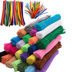 Tiges de chenille en peluche pour enfants, cure-pipe, paillettes colorées, jouets artisanaux, fournitures de bricolage, créativité, 100 pièces