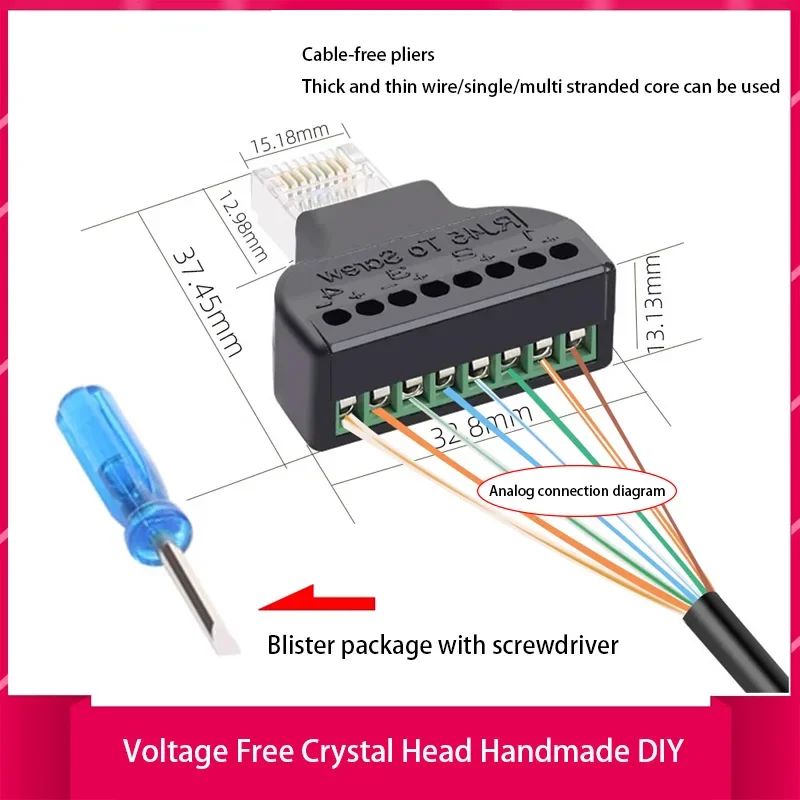 RJ45-schroefklemmenblok Drukvrij gereedschapsvrij krimpen Lasvrije gaasdraadkop, RJ45 industriële besturingsnetwerkadapter