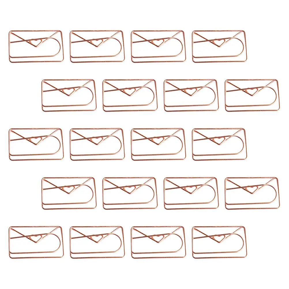 20 Pcs Paper Clips Holder Delicate Planner Letter Rose Gold Decoration Office Decorative Envelope Paperclips