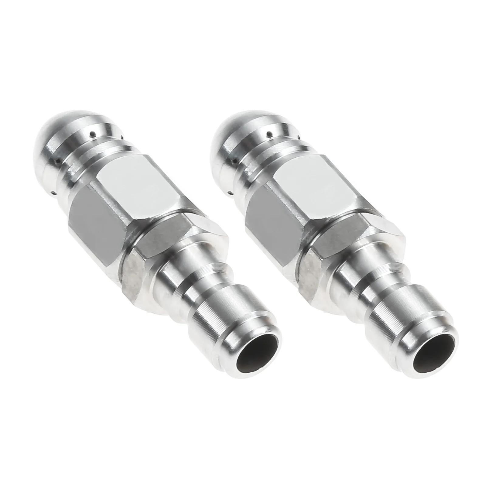 2pcs/set Pressure Washer Sewer Jetter Nozzles Stainless Steel Compact Jet Drain Hose Nozzles with 1/4