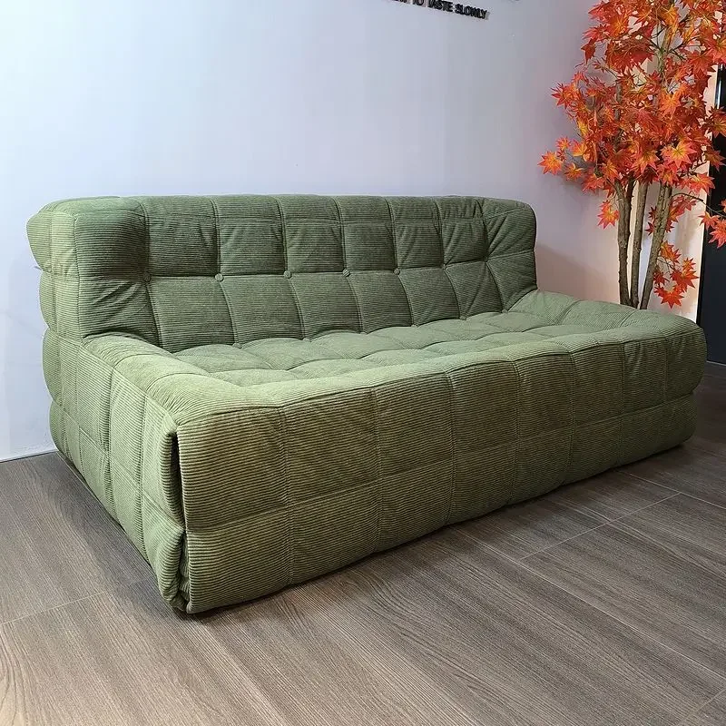 Vacuum Compression Single Sofa Creative Home Decor Corduroy Waffle Shape Sofa Sponge Filling Light Luxury Style Living Room Sofa