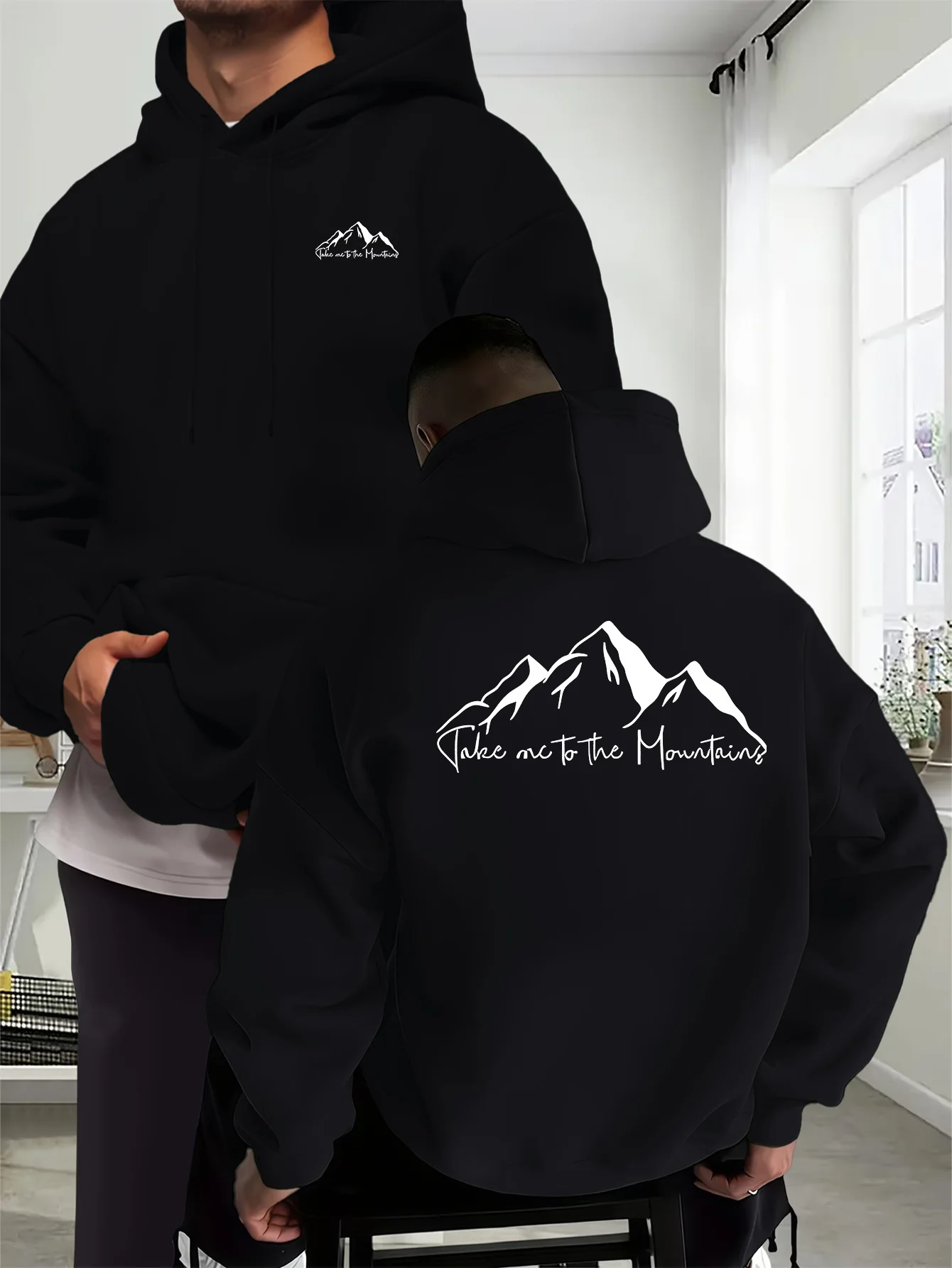 Men's Fall/winter Pullover with Mountain Snow Peak Exploration Creative Pattern for Casual Daily Wear and Outdoor Sport Shirt