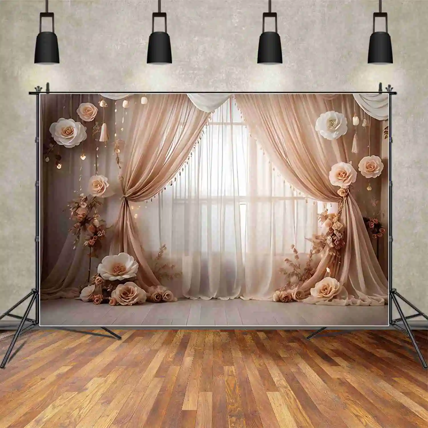 Богемный белый фон для дня рождения MOON.QG, драпированные тканевые фоны для стен с цветочным рисунком для девочек, Оригинальное оформление