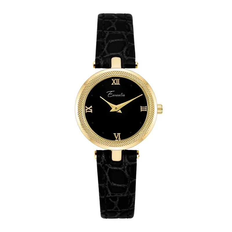 Evelin Small and Elegant Ladies Watch Light Luxury Simple Round Dial Roman Scale Commuter Belt Quartz Watch