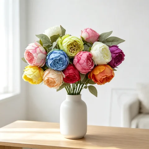 10pcs Silk Peonies with Single Stem - Faux Flowers for Wedding Table Centerpieces, Home Decorations, Bridal Bouquets & Floral Arrangements