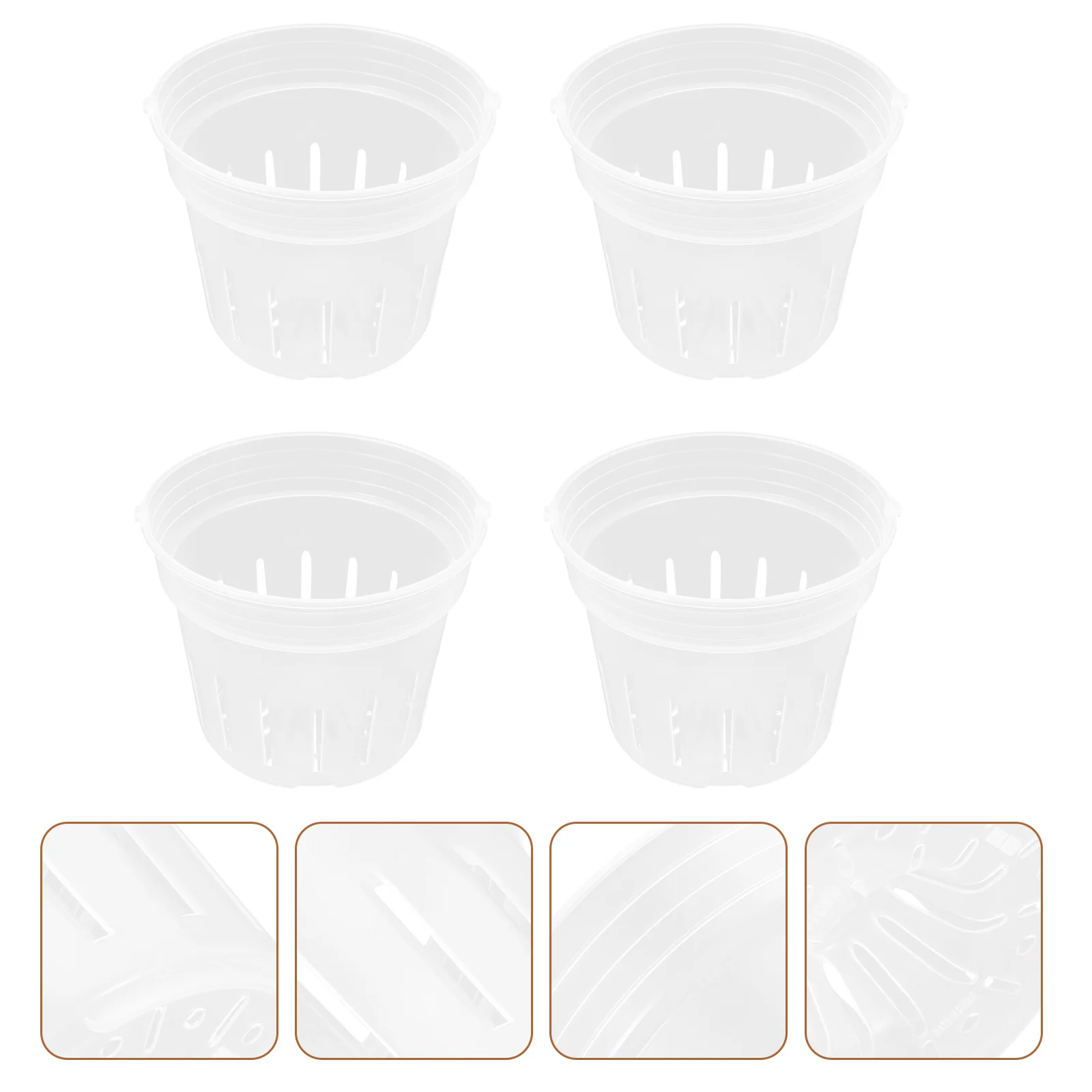 

4pcs Transparent Plastic Orchid Pots Gardening Nursery Planting Containers Lightweight Breathable Flowerpot For Succulents