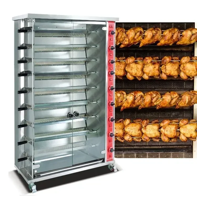 Industrial Commercial Stainless Steel 3 6 9 Rotary Gas Chicken Grill Rotisserie Machine Chicken Rotisserie Oven