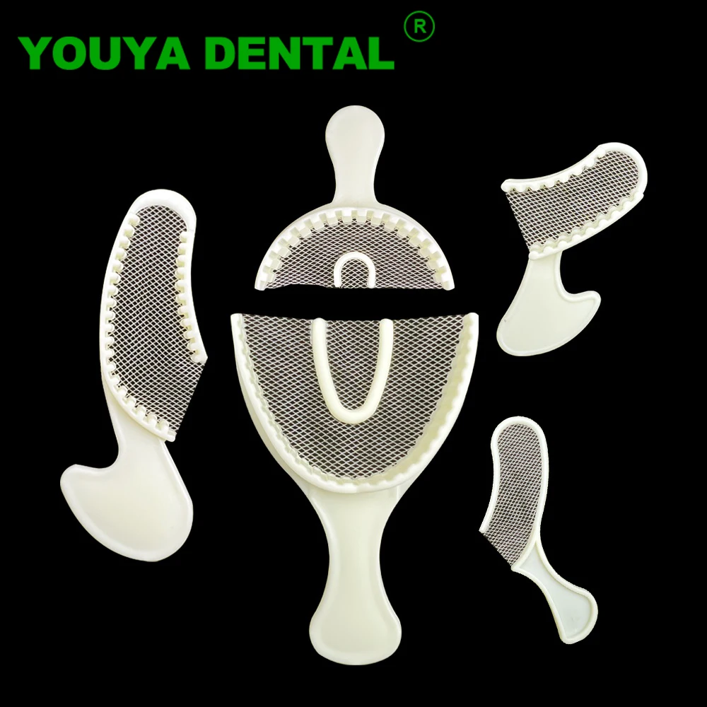 1set Plastic Dental Impression Trays With Mesh Tray Teeth Holders Upper And Lower Denture Model Trays Dentistry Dentist Tools