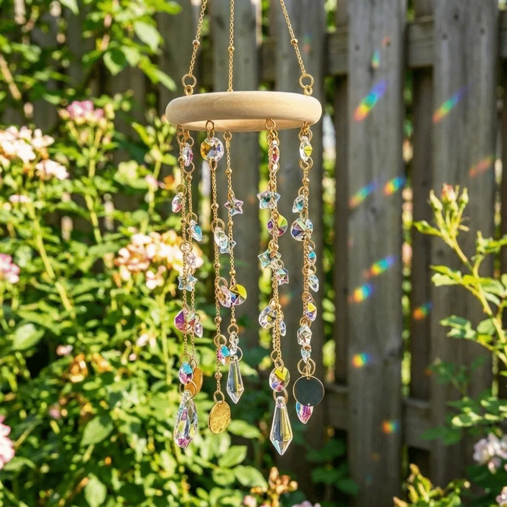 Exquisite Craft Hanging Crystal Sun Catcher Light Refraction Elegant Prism Rainbow Maker Retro Dreamy Wind Chime Home Decor