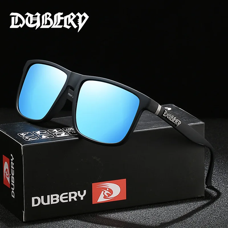 DUBERY Vintage Sunglasses Polarized Film Coated Men's Sun Glasses For Sports Driving Black Square Sunglass Male 8 Colors