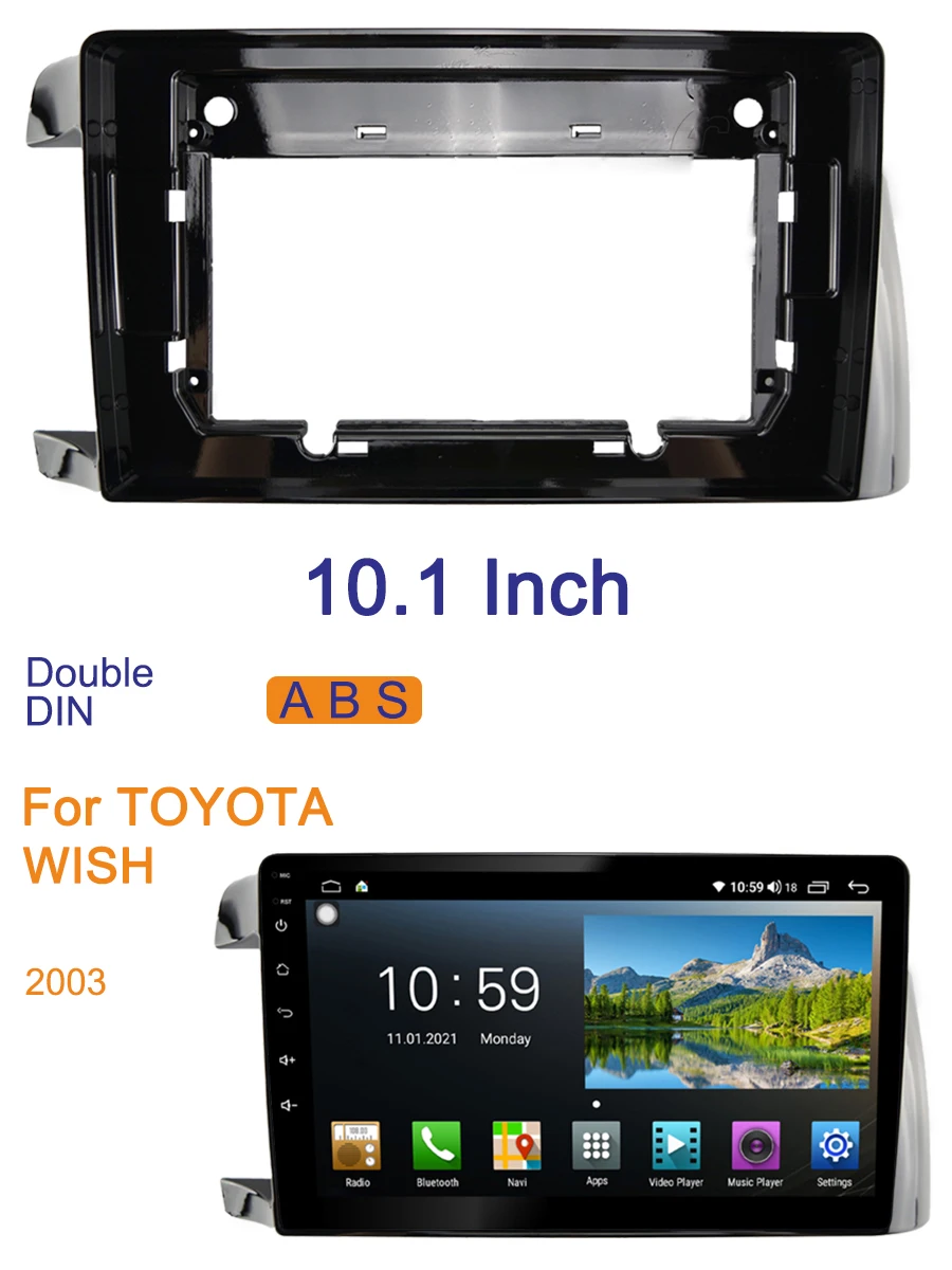 

10.1inch Car DVD Frame Audio Fitting Adaptor Dash Trim Kits Facia Panel For Toyota Wish 2003 -2009 Double Din Radio Player